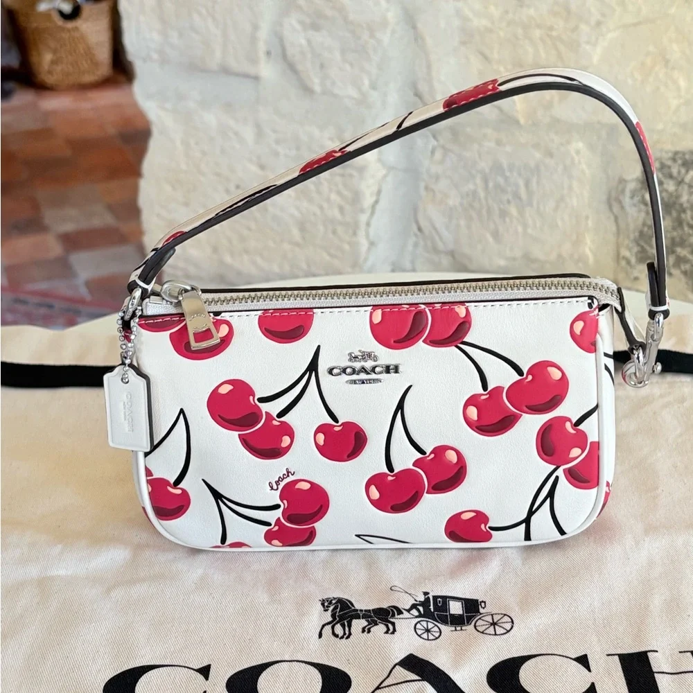 Coach | Bags | Coach Cherry Print Shoulder Bag In White And Red